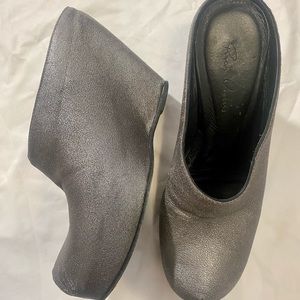 Rick Owens Silver Clog Wedges. Size 38